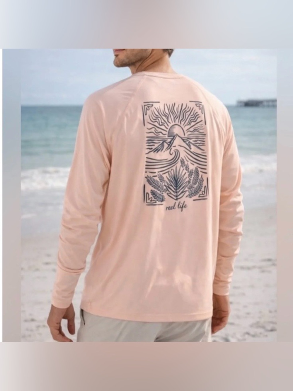 Reel Life Basic Wave UV Long Sleeve Performance Long T-Shirt Size Medium